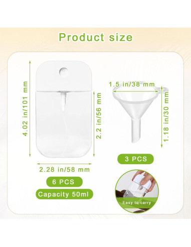 6 Botellas de Spray Transparentes 50ml LMYzhijia Recargables
