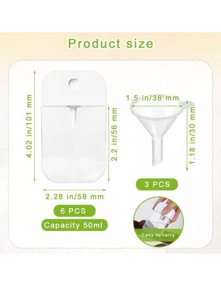 6 Botellas de Spray Transparentes 50ml LMYzhijia Recargables