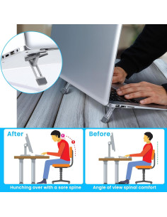 Soporte de Laptop Mini AOZUO Plata Plegable 3 Niveles Ajustables 2