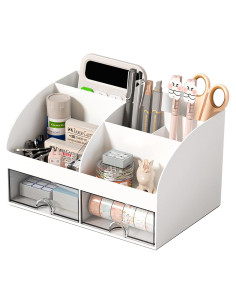 Organizador de Escritorio COMFYROOM Blanco con 6 Compartimentos y 2 Cajones