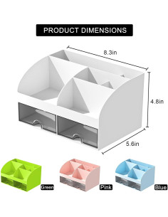Organizador de Escritorio COMFYROOM Blanco con 6 Compartimentos y 2 Cajones 2