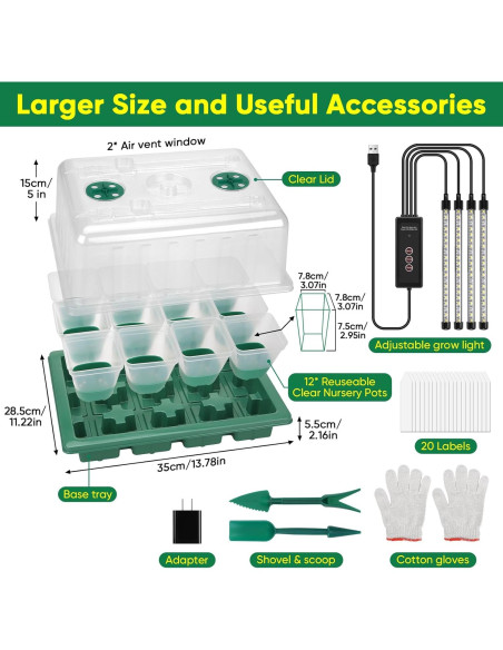Bandeja de Inicio de Semillas BlumWay con Luz de Crecimiento 24 Macetas