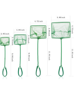 Red de Acuario Tugaizi 4 Piezas Malla Nylon Verde 7.6-15.2cm 2