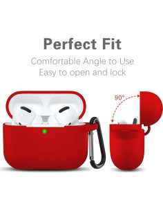 Funda de Silicona Lerobo para AirPods Pro - Rojo, Protección Completa 2