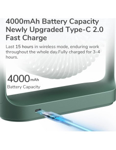 Ventilador de Escritorio JISULIFE FA19 Recargable 4000mAh Verde 2