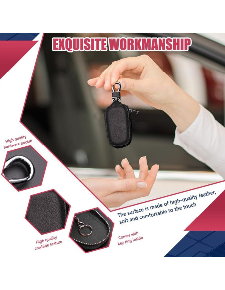 Funda de Llave de Coche DWARFOO Universal de Cuero Negro