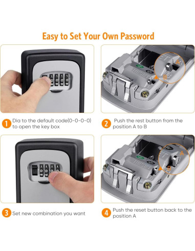 Caja de Llave de Combinación Fayleeko Gris para 5 Llaves