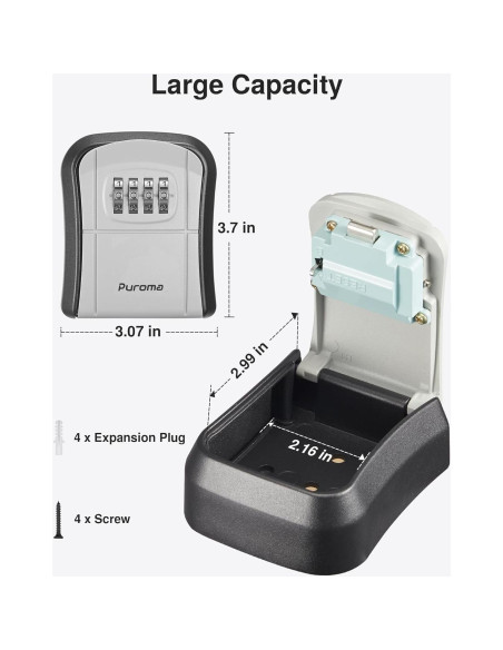 Caja de Llaves Montada en la Pared Puroma con Combinación 4 Dígitos