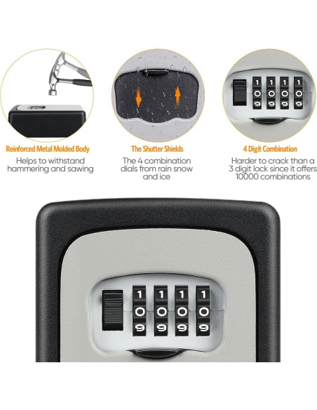 Caja de Llave de Combinación Fayleeko Gris para 5 Llaves