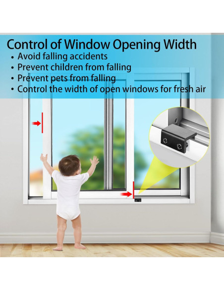 Cerraduras de Ventana ZRFCXE - Paquete de 4, Seguridad Ajustable