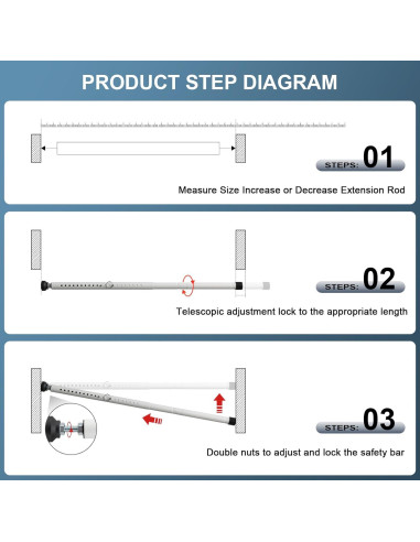 Barra de Seguridad Ajustable LAIDER HEROS 44.5-127 cm para Puertas Corredizas