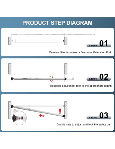 Barra de Seguridad Ajustable LAIDER HEROS 44.5-127 cm para Puertas Corredizas
