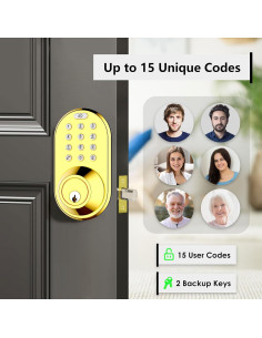 Cerradura Electrónica MiLocks con Teclado y 15 Códigos - Latón Pulido 2