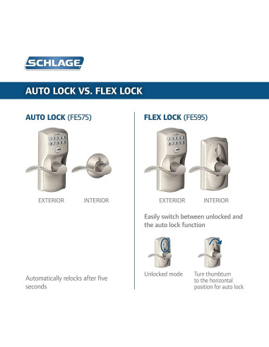 Candado Electrónico Schlage FE575 PLY 626 ELA con Teclado y Auto-Bloqueo