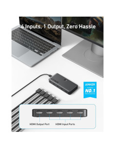 Interruptor HDMI 4 en 1 Anker A83H2 4K 60Hz Soporta HDR y 3D 2