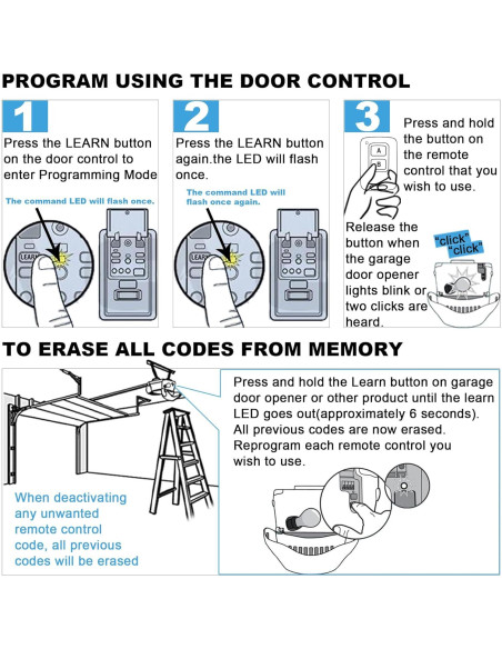 Control Remoto Universal para Garaje LAWOHO 892MAX - Paquete de 2