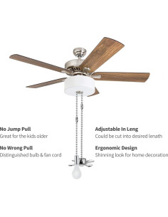 Cadena de Tirar para Ventilador de Techo Sunswan 34.5 cm Níquel 2