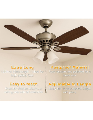 Extensor de Cadena para Ventilador DLHMBOQ 304.8 cm Acero Inoxidable