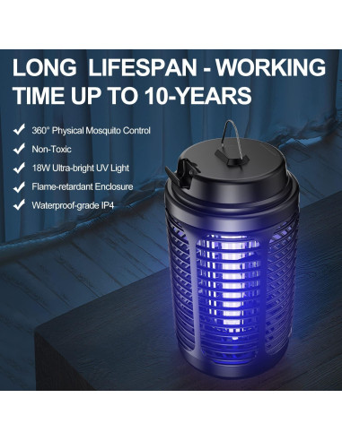 Zapper de Insectos Eléctrico VANELC 4000V Impermeable 1.05kg