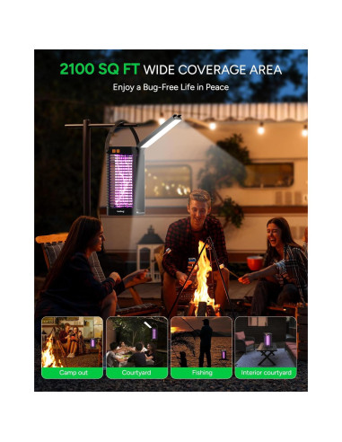 Zapper de Insectos Buzbug MO-019B Portátil 9000mAh IPX4