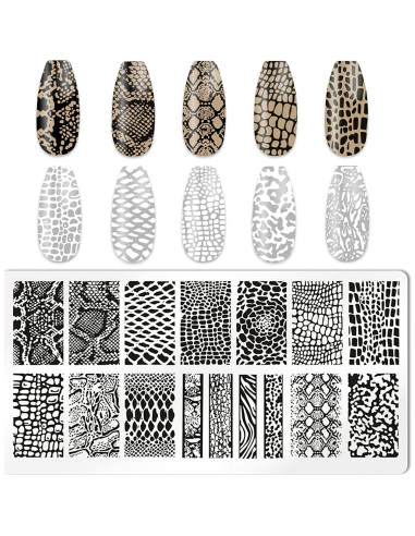 Juego de Sellos de Uñas HYWWPFLAY - 5 Placas Estampado Leopardo