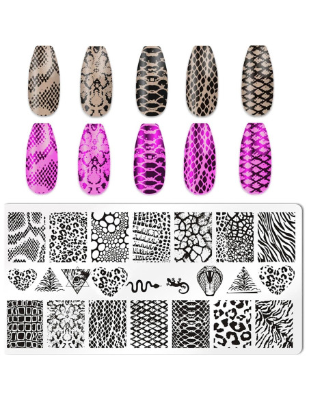 Juego de Sellos de Uñas HYWWPFLAY - 5 Placas Estampado Leopardo