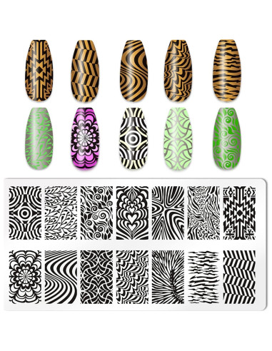 Juego de Sellos de Uñas HYWWPFLAY - 5 Placas Estampado Leopardo