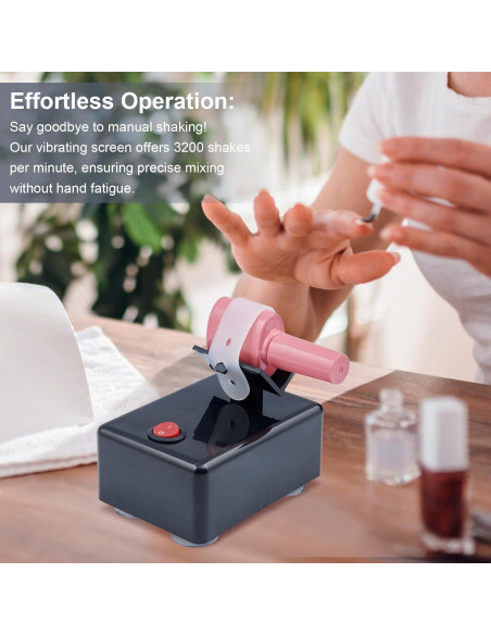 Agitador de Esmalte de Uñas Hiborth 3200 RPM Portátil Negro