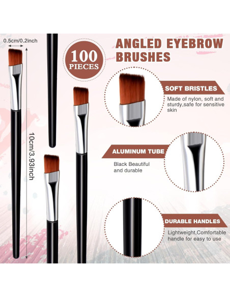 100 Cepillos Desechables Angulados para Cejas Gerrii Negro