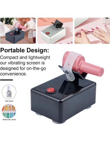 Agitador de Esmalte de Uñas Hiborth 3200 RPM Portátil Negro