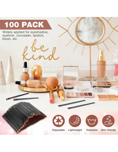 100 Cepillos Desechables Angulados para Cejas Gerrii Negro