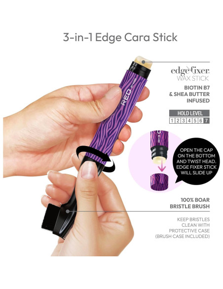 Cepillo de Bordes Red by Kiss 3 en 1 con Cera Fijadora