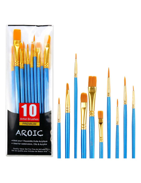 Juego de Pinceles AROIC 10 Piezas Nylon para Pintura
