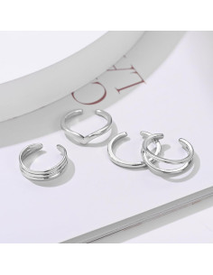 Conjunto de Anillos Ajustables de Plata Esterlina 925 Ritach 2