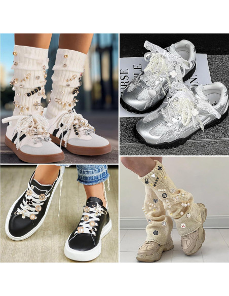 72 Encantos para Zapatillas y Ropa - Broches de Perlas y Rhinestones