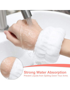 Chuangdi Bandas de Muñeca de Microfibra para Lavar la Cara - 4 Pares 2