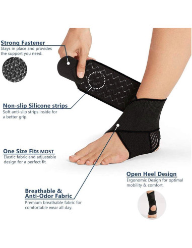 Soporte para Tobillo Ajustable Beskey Transpirable Negro