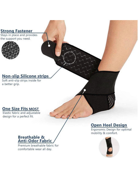 Soporte para Tobillo Ajustable Beskey Transpirable Negro