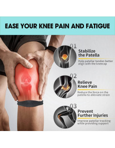 Faja de Rodilla Soporte Patelar KAIJIELY Negro Ajustable 2