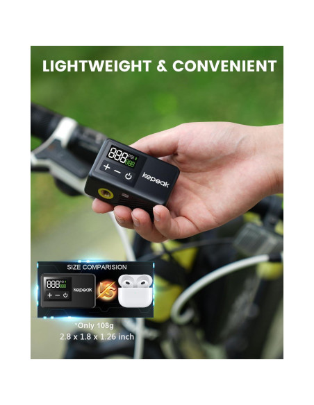Bomba de Bicicleta KEPEAK BL01 Portátil con Manómetro Digital