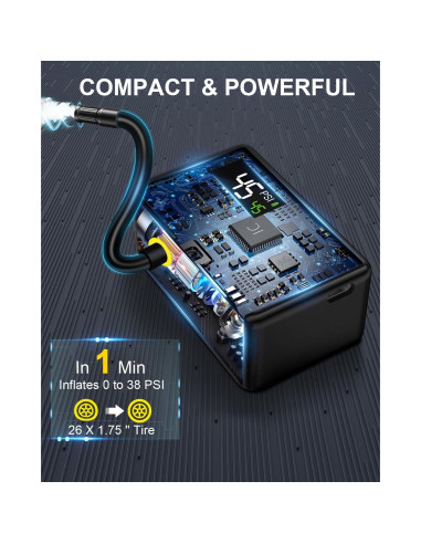 Bomba de Bicicleta KEPEAK BL01 Portátil con Manómetro Digital