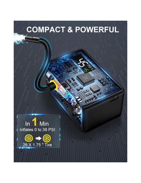 Bomba de Bicicleta KEPEAK BL01 Portátil con Manómetro Digital