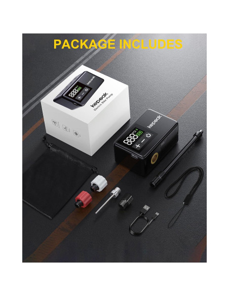 Bomba de Bicicleta KEPEAK BL01 Portátil con Manómetro Digital