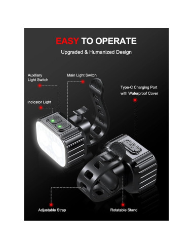 Juego de Luces de Bicicleta Cuvccn Q4 Recargables IPX6