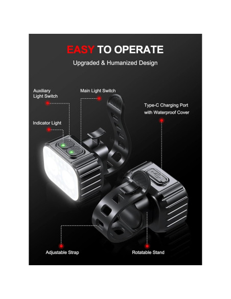 Juego de Luces de Bicicleta Cuvccn Q4 Recargables IPX6