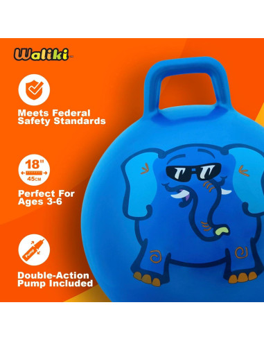 Pelota Saltarina Waliki 45 cm para Niños 3-6 Años Azul