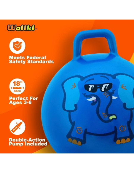 Pelota Saltarina Waliki 45 cm para Niños 3-6 Años Azul