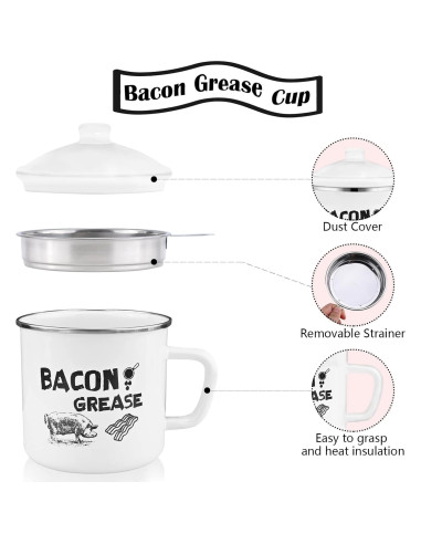 Contenedor de Grasa de Tocino BokingOne 1.2L con Colador y Tapa