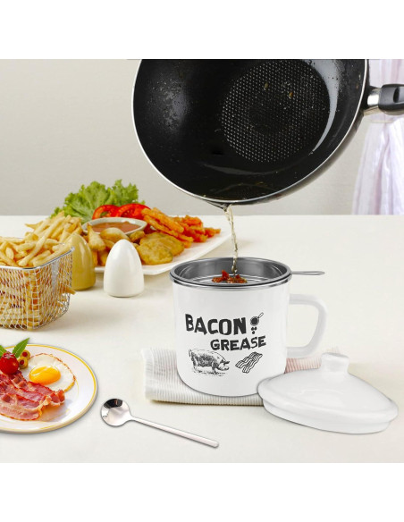 Contenedor de Grasa de Tocino BokingOne 1.2L con Colador y Tapa Contenedor de Grasa de Tocino BokingOne 1.2L con Colador y Tapa
