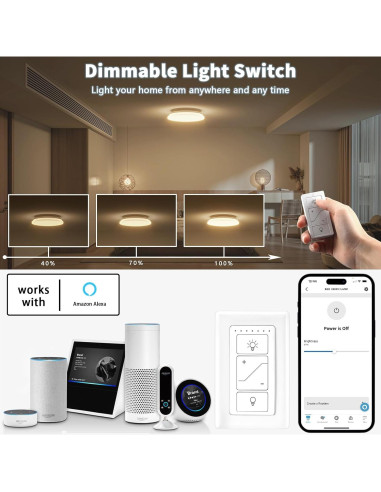 Interruptor de Luz Inalámbrico HUMPPTOM Regulador 200W Alexa